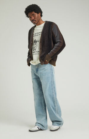 Light Indigo Tonal Stripe Extreme Baggy Jeans image number 2