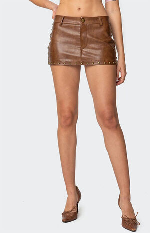 Studded Faux Leather Mini Skort image number 2