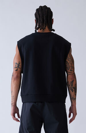 Black Sport Cut Off Muscle Crew Neck Sweatshirt image number 4
