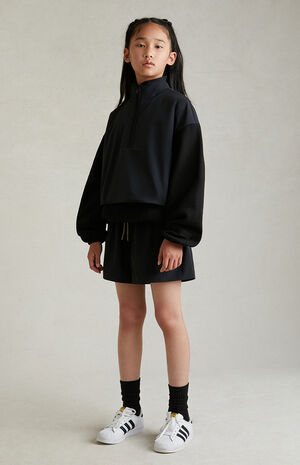 ESSENTIALS Black Nylon Fleece Mock Neck Sweatshirt image number 6