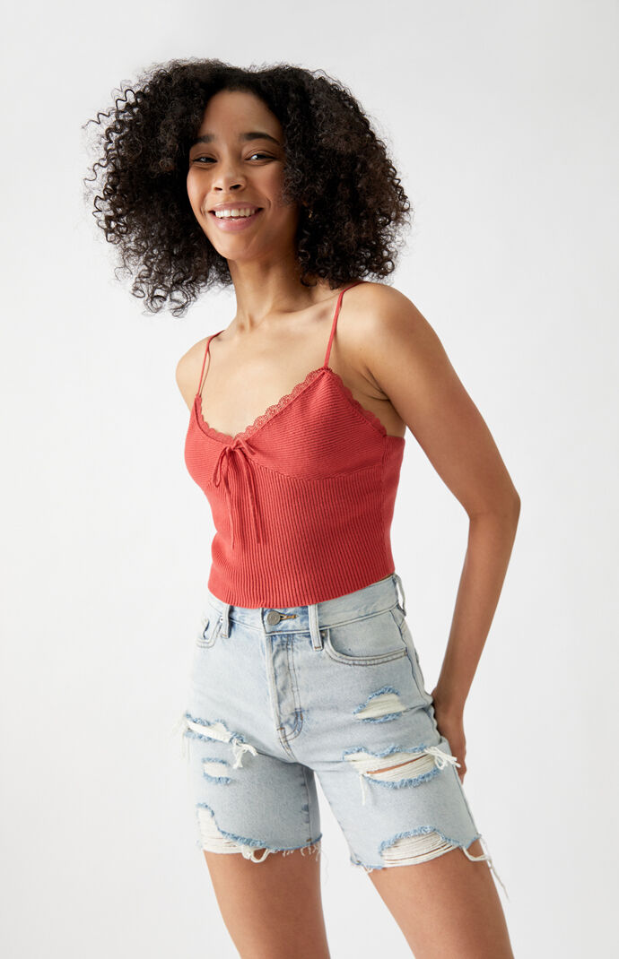 LA Hearts Lace Trim Sweater Tank Top | PacSun