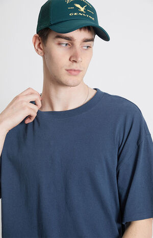 Dark Blue Loch Solid Boxy T-Shirt image number 2