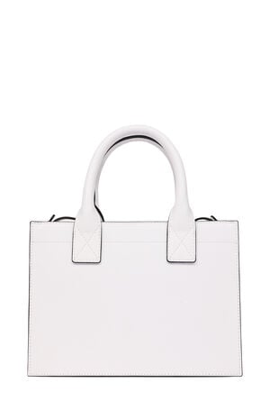 White Modern Edge Charm Tote Bag image number 5