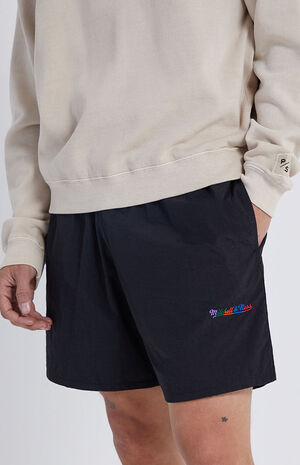 Black Branded Nylon Shorts image number 3