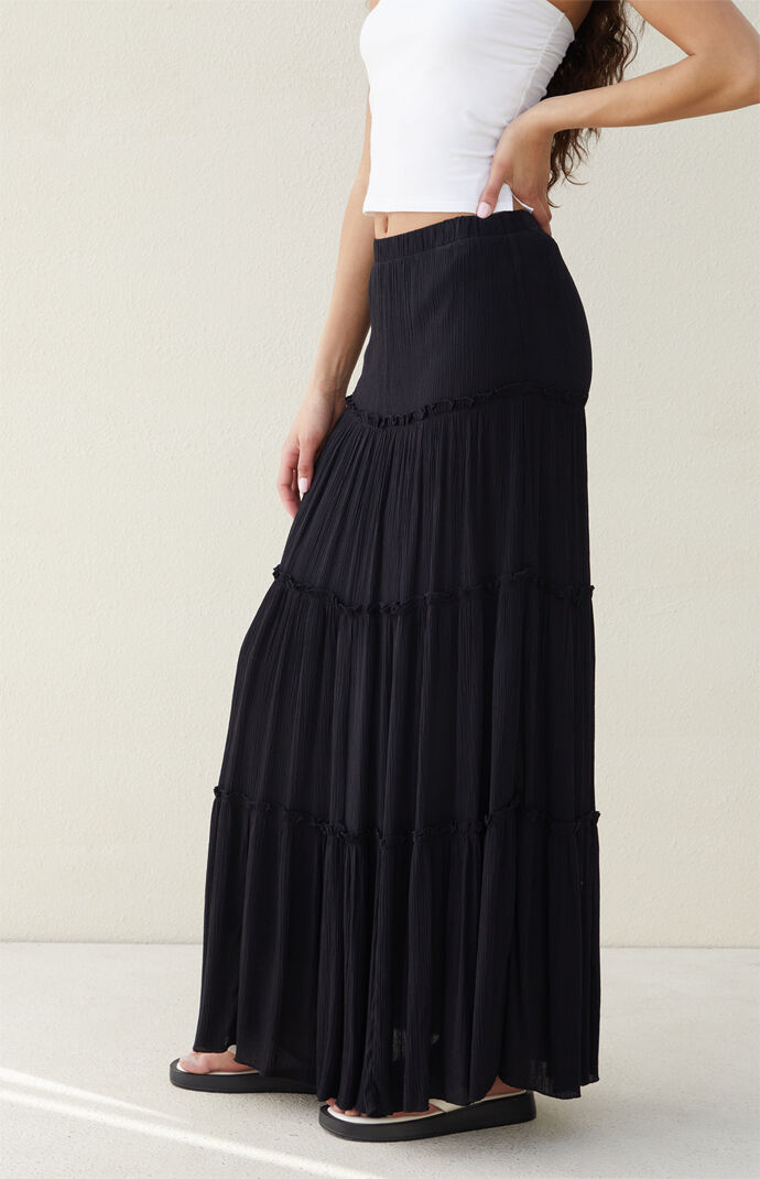 Beverly and Beck Black Tiered Maxi Skirt | PacSun