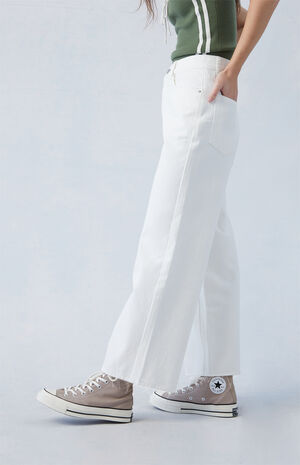 Eco White Cropped Wide Leg Jeans image number 3