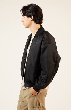 Black Nylon Bomber Jacket image number 2