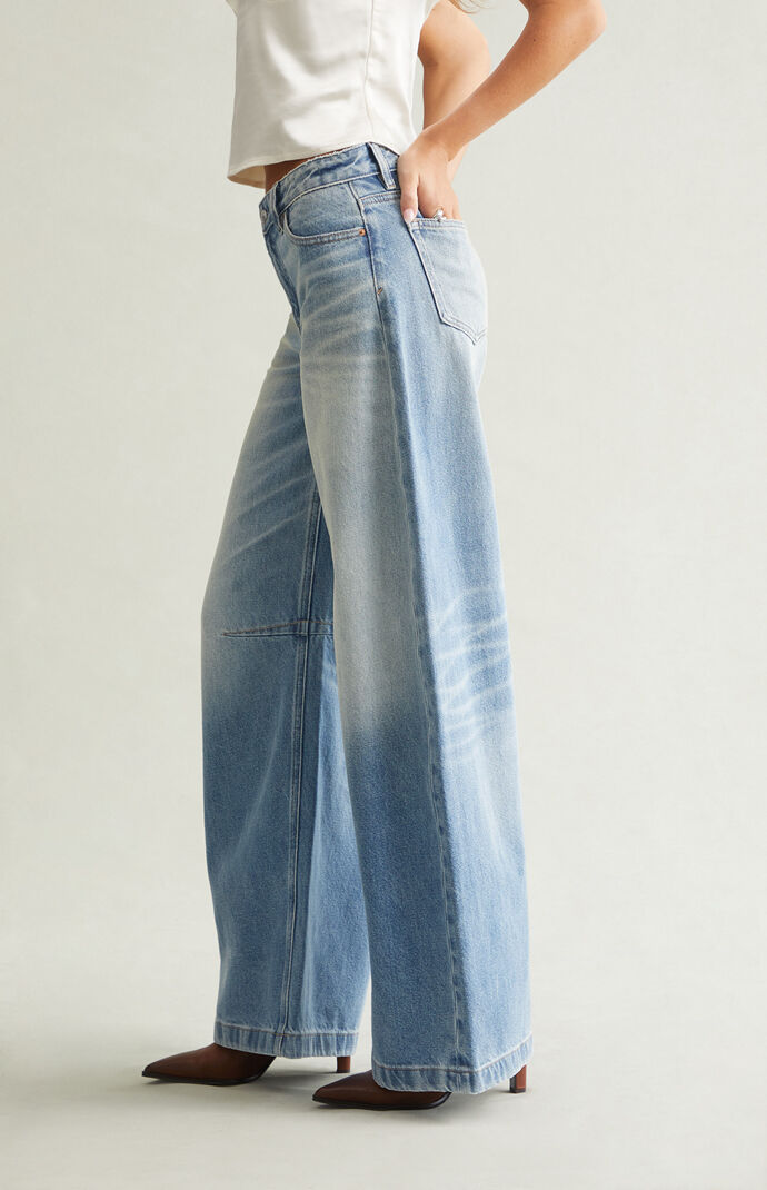 Pacsun Remi Baggy Barrel Jeans Knee Dart Light Blue