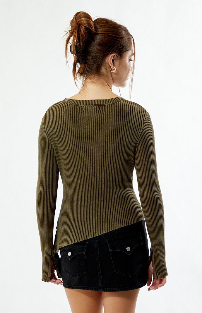 Another Girl Zip Detail Enzyme Wash Sweater | PacSun