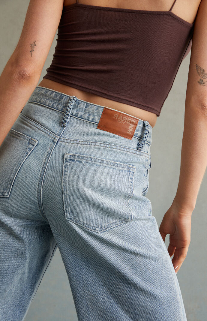 RARE DNM EDIT Tinted Light Indigo Braided High Waisted Baggy RARE DNM EDIT Tinted Light Indigo Braided High Waisted Baggy