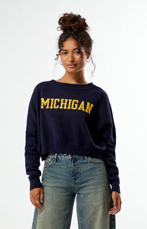 Michigan Wolverines Ivy Knit Cropped Sweater image number 1