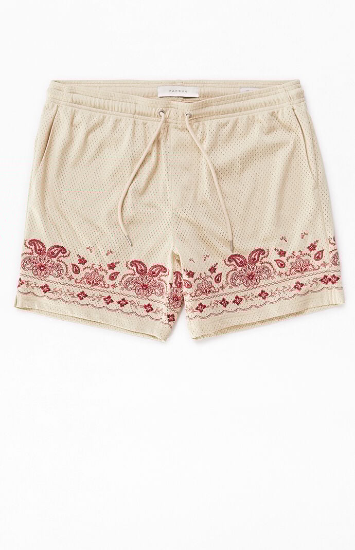 Pacsun Tan Embroidered Mesh Basketball Shorts | PacSun