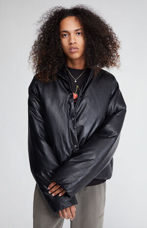 Oversized Pleather Puffer Jacket image number 1