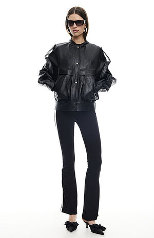 Faux Leather Madame Oversized Bomber Jacket image number 4
