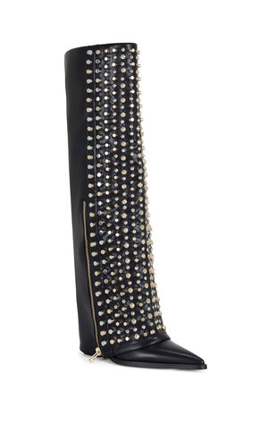 Women's Agustue Black Studded Faux Leather Western Boots image number 2