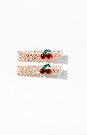 2 Pack Pearl Cherry Barrettes 2 Pack Pearl Cherry Barrettes image number 1