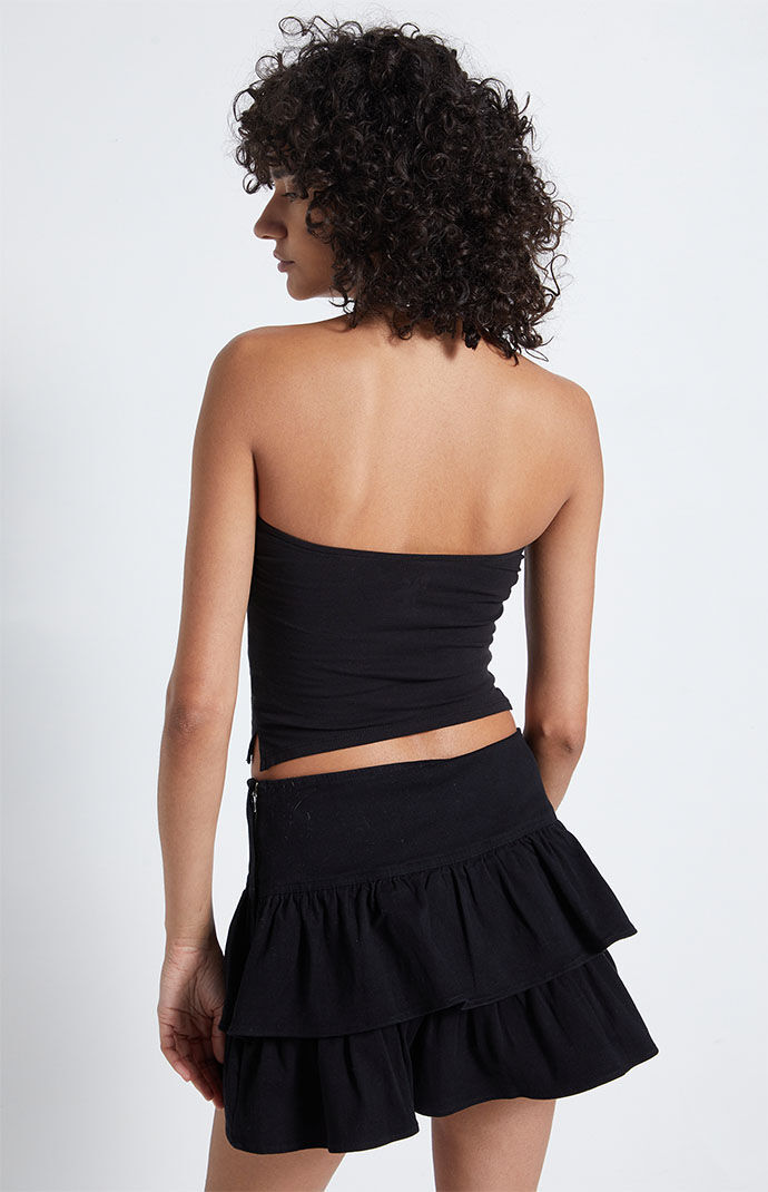 Black ruffle deals skirt