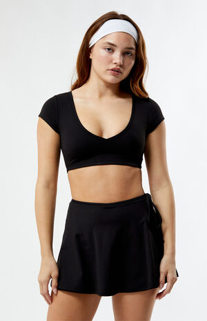 PAC WHISPER Active Black Anya Surplice Bra Top image number 2