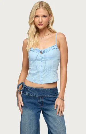 Kerah Ruffle Button Tank Top image number 1