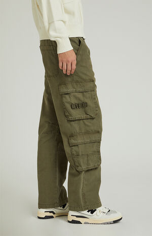 Olive Ripstop Baggy Cargo Pants image number 3