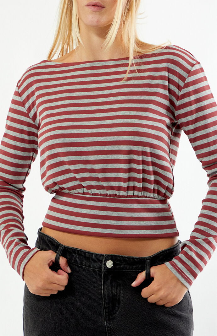 Your Favorite Vanna Cinched Waist Boat Neck Long Sleeve Top | Pacsun