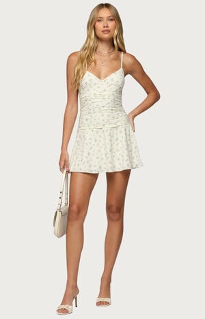 Lushia Floral Ruched Mini Dress image number 5