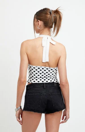 Jamie Low Rise Jean Micro Shorts Raw Cut Black image number 4