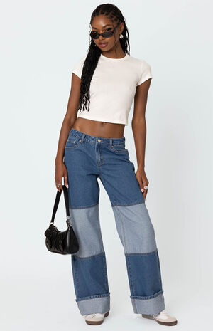 Lindsey Two Tone Cuffed Jeans image number 1