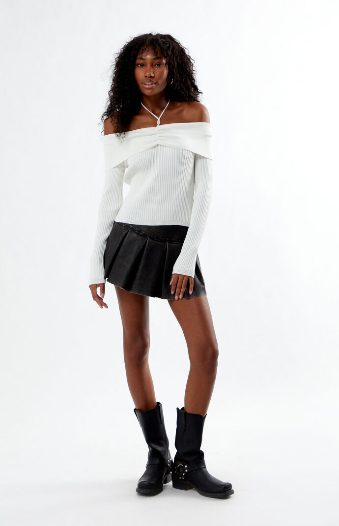 即日発送♡THE TOE Opern Off shoulder Sweat Glamorous Off-The-Shoulder Sweater | Pacsun