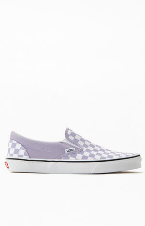 Checkerboard White & Lavender Slip-On Shoes image number 2