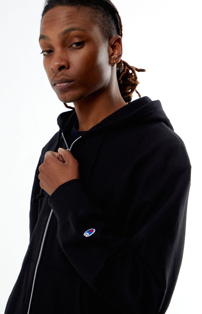 Champion Reverse Weave Full Zip Hoodie Black S Unisex