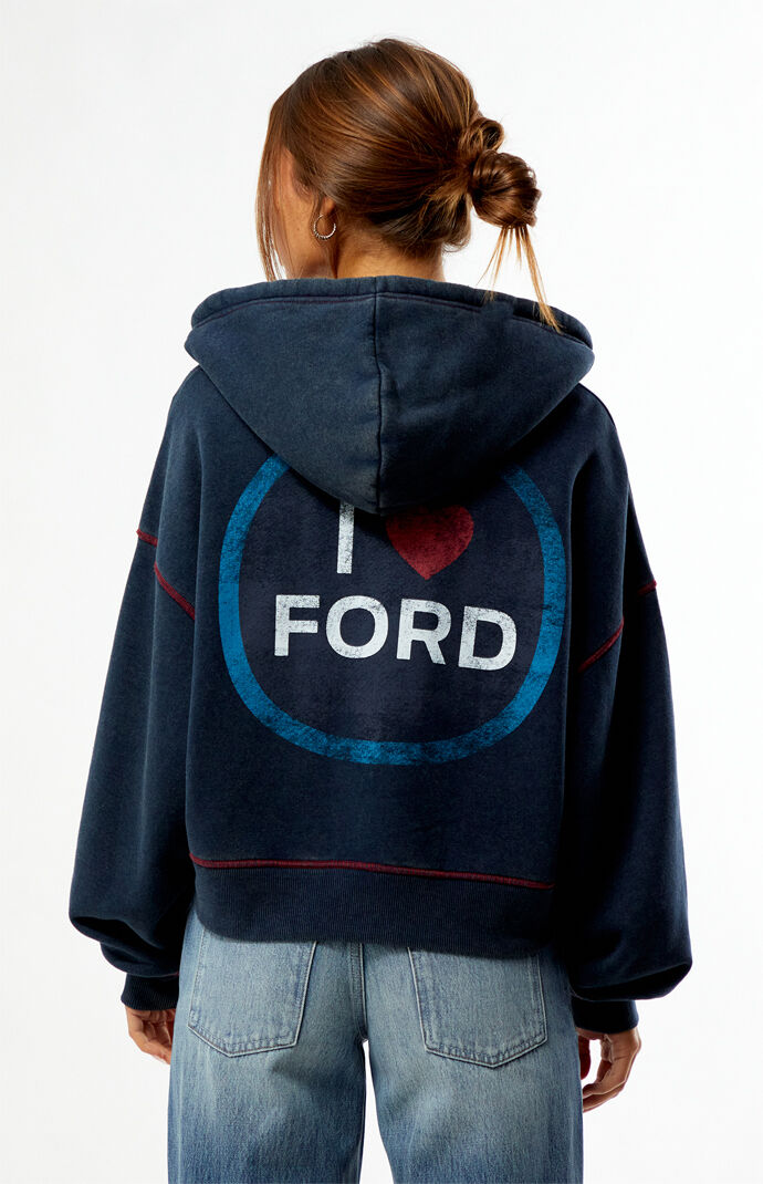FORD I Love Ford Zip Up Cropped Hoodie | Pacsun