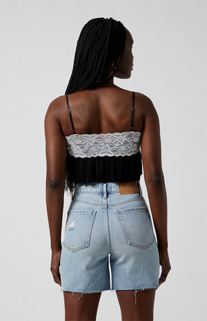 Light Indigo Ripped Frayed Denim Dad Shorts image number 4