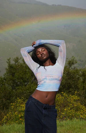 x Pacsun Claude Monet Off-The-Shoulder Long Sleeve Top image number 1