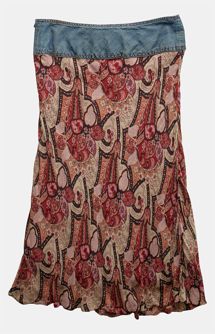 PS VINTAGE Red 2000s Y2K Midi Skirt