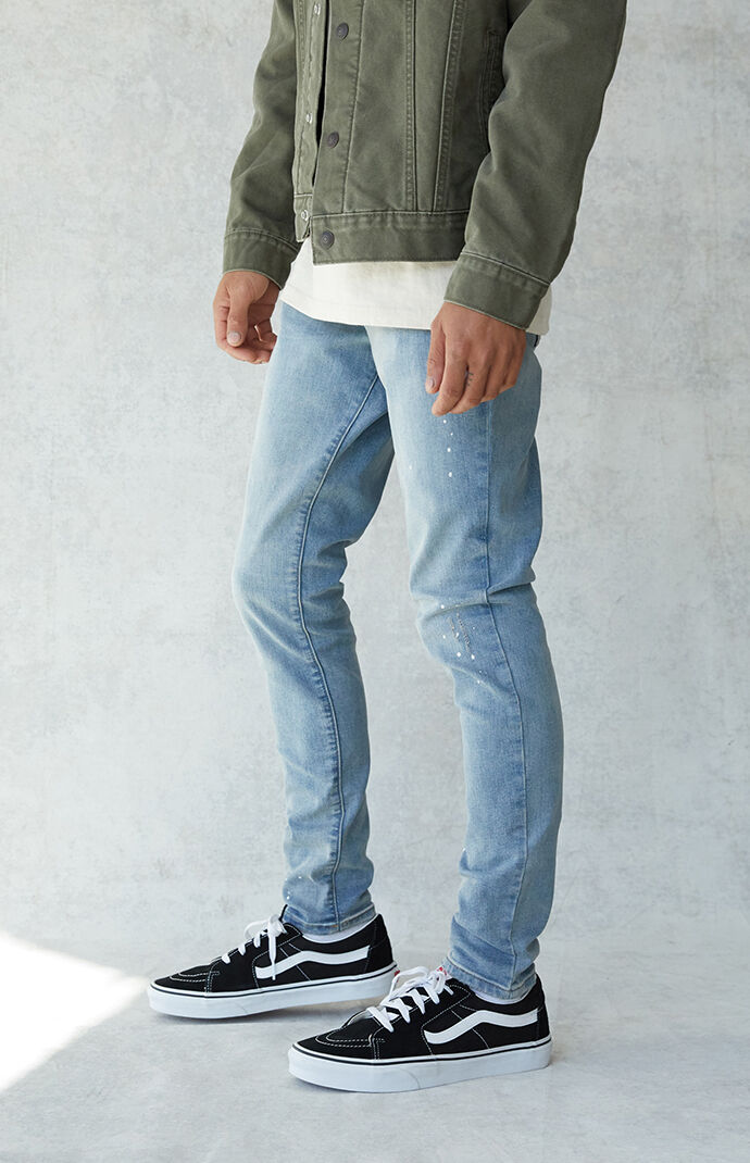 PacSun Light Splatter Stacked Skinny Jeans PacSun