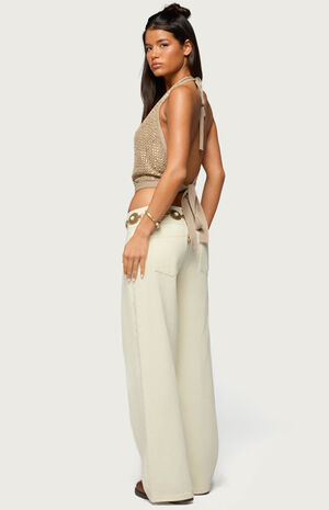 Sequin Crochet Backless Halter Top image number 4