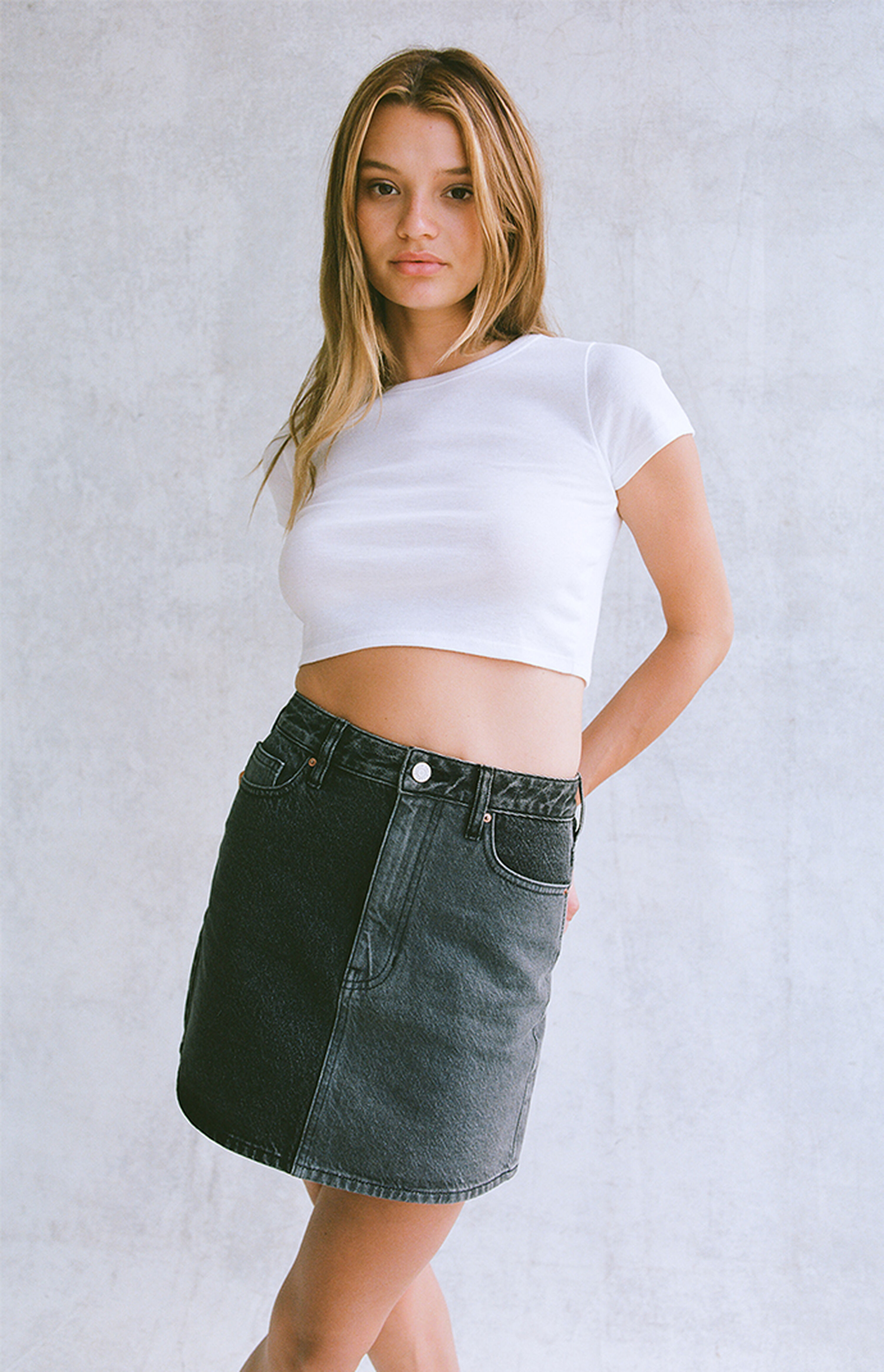 PacSun TwoTone Gray 5Pocket Mini Skirt PacSun