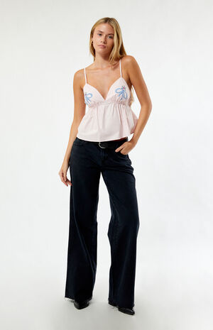 Embroidered V-Neck Babydoll Top image number 4