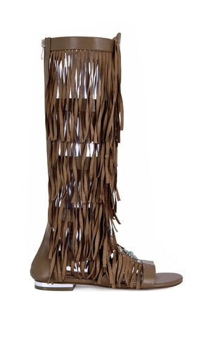 Women's Dustine Brown Fringe Sandal Booties image number 1