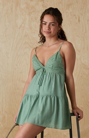 Eyelet Babydoll Mini Dress