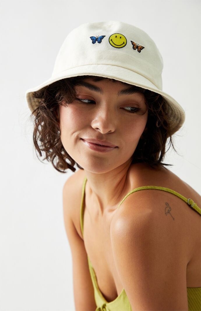 Butterfly Smiley Recycled Bucket Hat