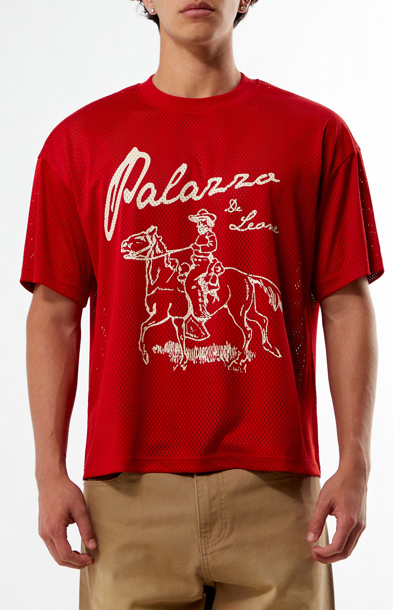 Pacsun Red De Leone Football Mesh Jersey