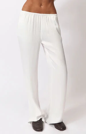 White Silky Pull-On Pants image number 1