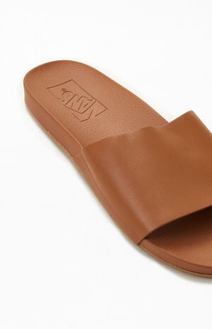 Women's Brown Leather Decon Slide Sandals image number 6