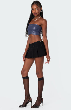 Mazie Faux Leather Bandeau Top image number 3