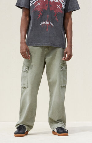Olive Baggy Cargo Jeans image number 2