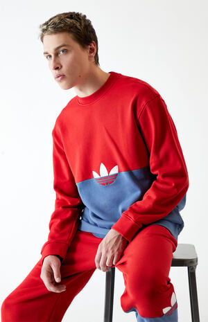 forfremmelse skræmt etc adidas Red & Blue Sliced Trefoil Crew Neck Sweatshirt | PacSun