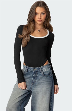 Contrast Scoop Neck Bodysuit image number 1