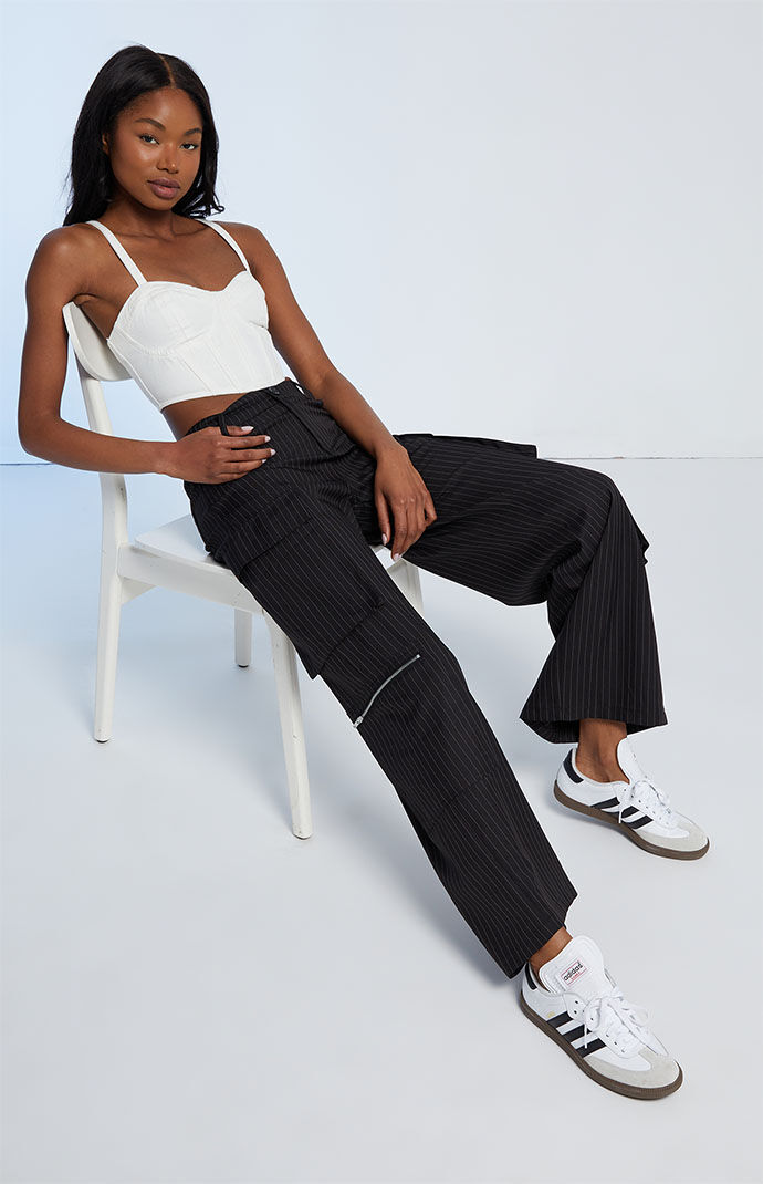 LA Hearts Pinstripe Grunge Cargo Trousers PacSun
